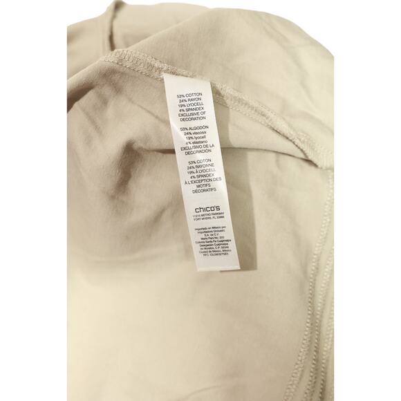 CHICO'S‎ KHAKI EMBROIDERED LONG SLEEVED JACKET BLAZER COAT 2 medium - Picture 6 of 7